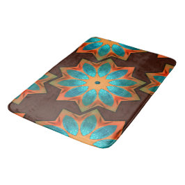 Alfombrilla De Baño Caleidoscopio circular en una mezcla de leña y sat