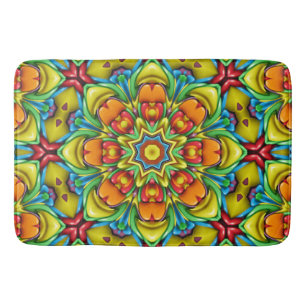 Alfombrilla De Baño Caleidoscopio tropical del fractal del vintage del