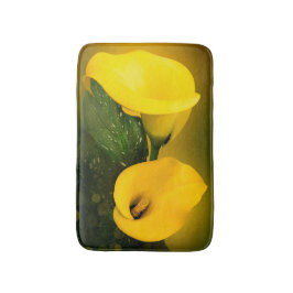 Alfombrilla De Baño Calla Lily Bright Yellow Leaves Bokeh