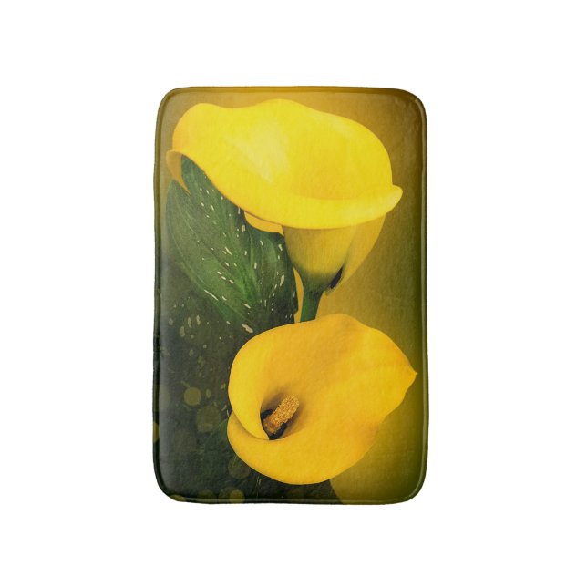 Alfombrilla De Baño Calla Lily Bright Yellow Leaves Bokeh (Frente vertical)