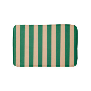 Alfombrilla De Baño Camel beige y raya verde clásico
