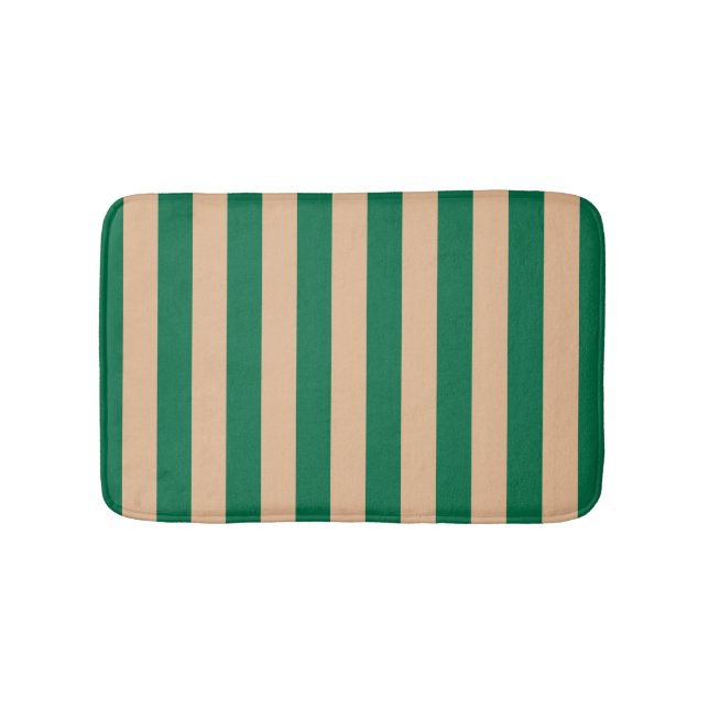 Alfombrilla De Baño Camel beige y raya verde clásico (Anverso)