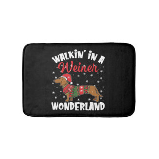 Alfombrilla De Baño Caminando En Un Dachshund De Wiener Wonderland