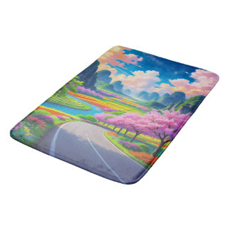 Alfombrilla De Baño "Camino de Floración Primaveral – Escénico