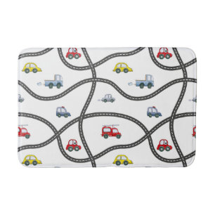 Alfombrilla De Baño Camiones Carreteras Decoración de niño en el baño