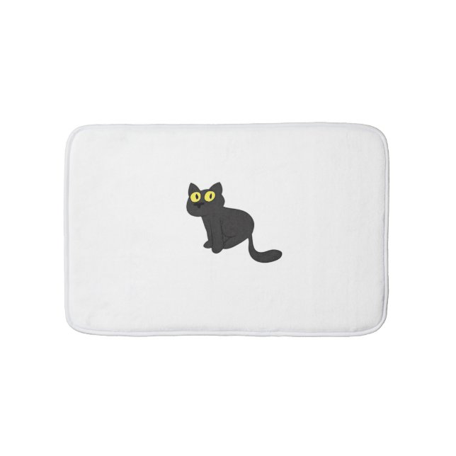 Alfombrilla De Baño Camiseta clásica de gato negro de Halloween (Anverso)