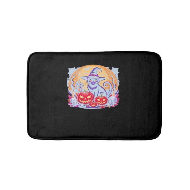 Alfombrilla De Baño Camiseta Clásica de Halloween Ghost Pumpkin Cat (Anverso)