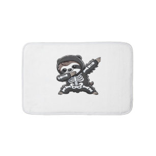 Alfombrilla De Baño Camiseta Clásica de Perezoso de Halloween Esquelet