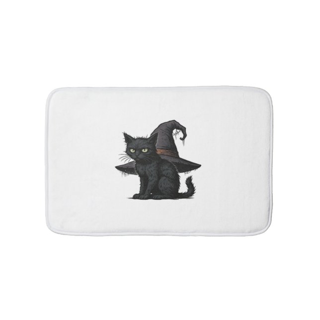 Alfombrilla De Baño Camiseta clásica del gato mágico de Halloween (Anverso)