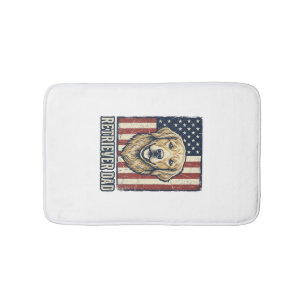 Alfombrilla De Baño Camiseta de diseño de bandera de perro vintage Ret