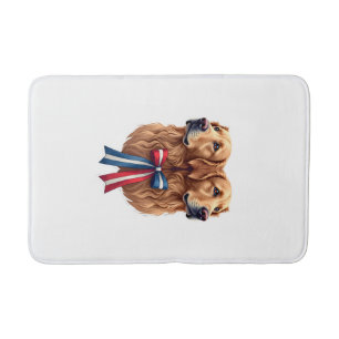 Alfombrilla De Baño Camiseta de doble retrato patriótico de Golden Ret