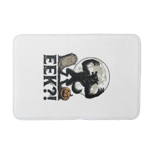 Alfombrilla De Baño Camiseta de hombre lobo de Halloween grabado vinta