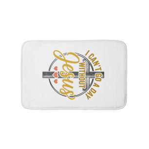 Alfombrilla De Baño Camiseta de tipografía cristiana de la cruz de Jes