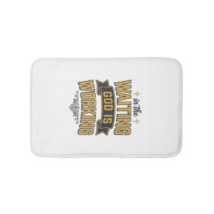Alfombrilla De Baño Camiseta de tipografía vintage de fe Dios está tra