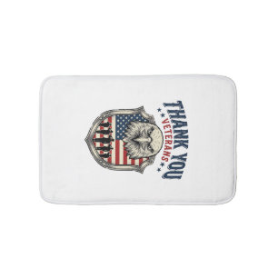 Alfombrilla De Baño Camiseta Escudo de Águila Patriótica Gracias Veter