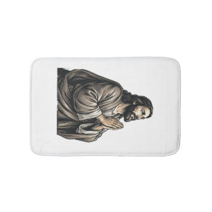 Alfombrilla De Baño Camiseta religiosa hombre orando grabado vintage D