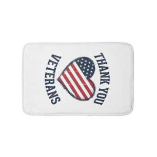 Alfombrilla De Baño Camiseta Vintage Corazón Patriótico Gracias Vetera