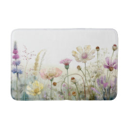 Alfombrilla De Baño Campo acuarela de flores silvestres