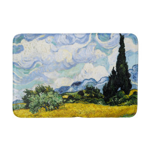 Alfombrilla De Baño Campo de trigo Vincent Van Gogh con cipreses (1889