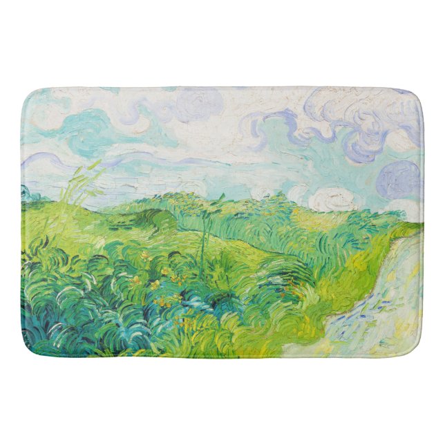 Alfombrilla De Baño Campos de Trigo Verde, Van Gogh (Anverso)