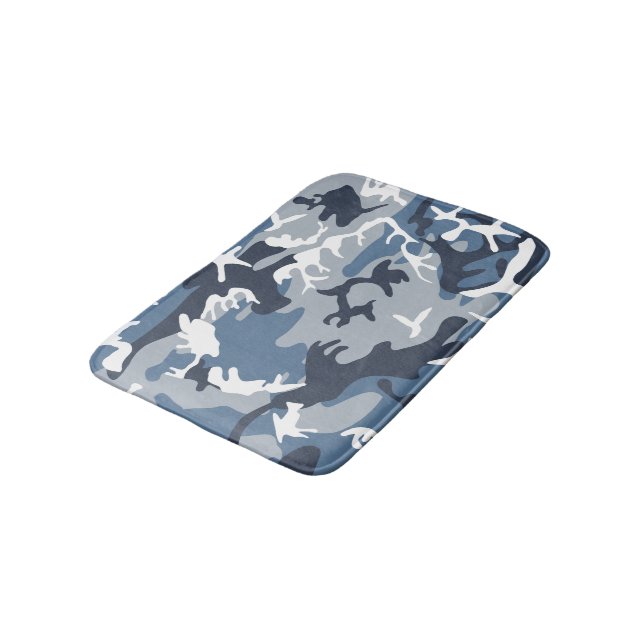 Alfombrilla De Baño Camuflaje azul de nieve en invierno, ejército (Angular)