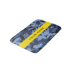 Alfombrilla De Baño Camuflaje Azul Marino Personaliza tu nombre