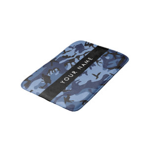 Alfombrilla De Baño Camuflaje azul marino Tu nombre Personaliza