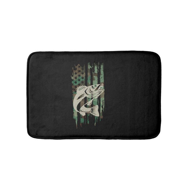 Alfombrilla De Baño Camuflaje Bandera Americana Pesca Walleye (Anverso)