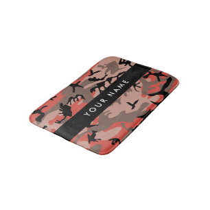 Alfombrilla De Baño Camuflaje rojo y marrón Tu nombre Personaliza