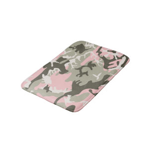 Alfombrilla De Baño Camuflaje rosa y verde, militar, ejército