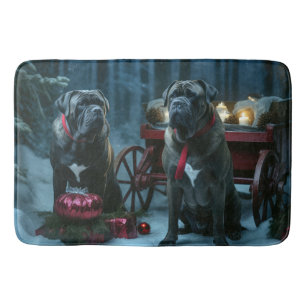Alfombrilla De Baño Cane Corso Trineo Nevado Decoración de Navidad
