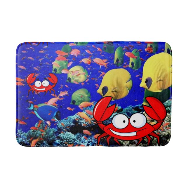 Alfombrilla De Baño Cangrejo de pescado Ocean Beach Bath Mat (Anverso)