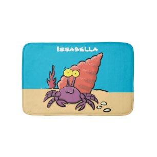 Alfombrilla De Baño Cangrejo ermitaño gracioso personalizado morado