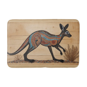 Alfombrilla De Baño Canguro de temática aborigen australiana
