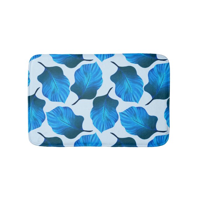 Alfombrilla De Baño Canna Tropicanna Las hojas tropicales en azul (Anverso)