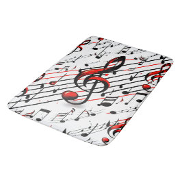 Alfombrilla De Baño Caos Musical Clásico Rojo Negro y Blanco