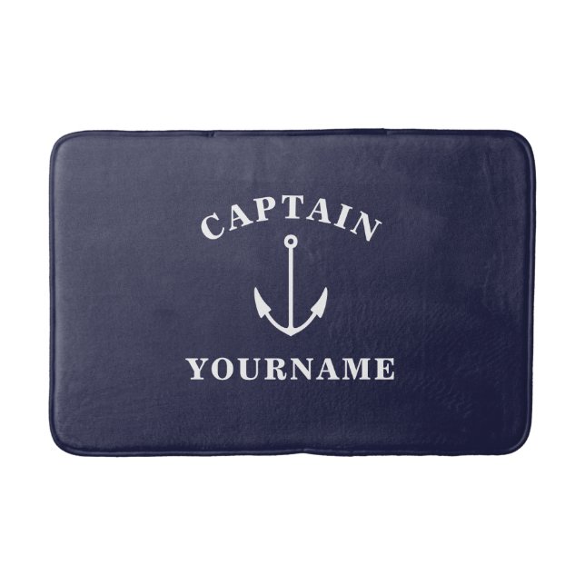 Alfombrilla De Baño Capitán con su nombre: Anchor Nautico Bath Mat (Anverso)