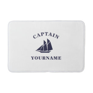 Alfombrilla De Baño Capitán con su nombre Sailboat Nautical Bath Mat
