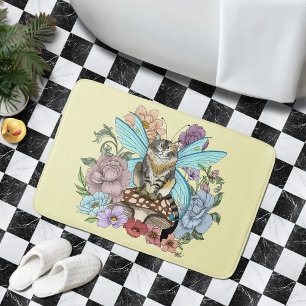 Alfombrilla De Baño Caprichosa gata hada atigrada pastel Floral Fantas