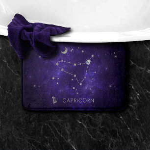 Alfombrilla De Baño Capricornio púrpura Zodiac Horoscopio astrológic