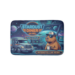 Alfombrilla De Baño Capybara camionero espacial Cyberpunk Diner de pol