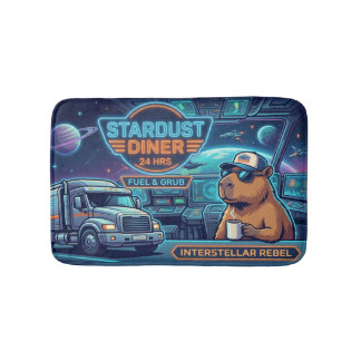 Alfombrilla De Baño Capybara camionero espacial Cyberpunk Diner de pol