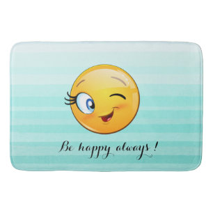 Alfombrilla De Baño Cara de Emoji Guiñando - Sé feliz siempre