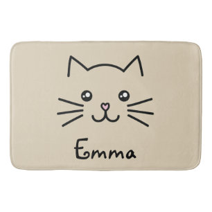 Alfombrilla De Baño Cara de gato kawaii con mango rosado