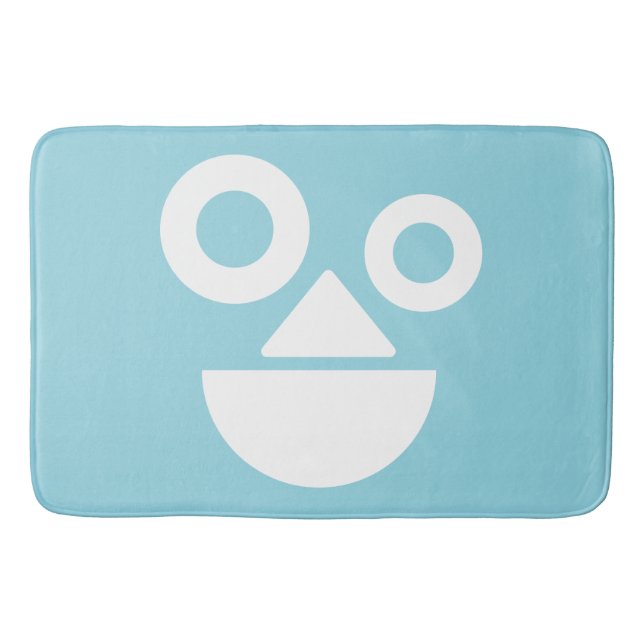 Alfombrilla De Baño Cara de juego mínima azul divertido (Anverso)