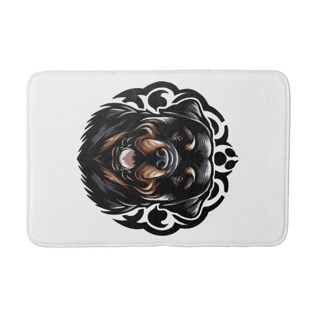 Alfombrilla De Baño Cara de perro Rottweiler (Anverso)