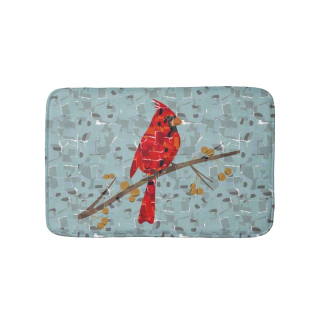 Alfombrilla De Baño Cardenal Rojo, el ave de Navidad (Anverso)