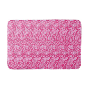 Alfombrilla De Baño Carnación modernista Damasco, rosa de Fuchsia