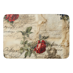 Alfombrilla De Baño Carta de amor de pergamino vintage con flores (9)