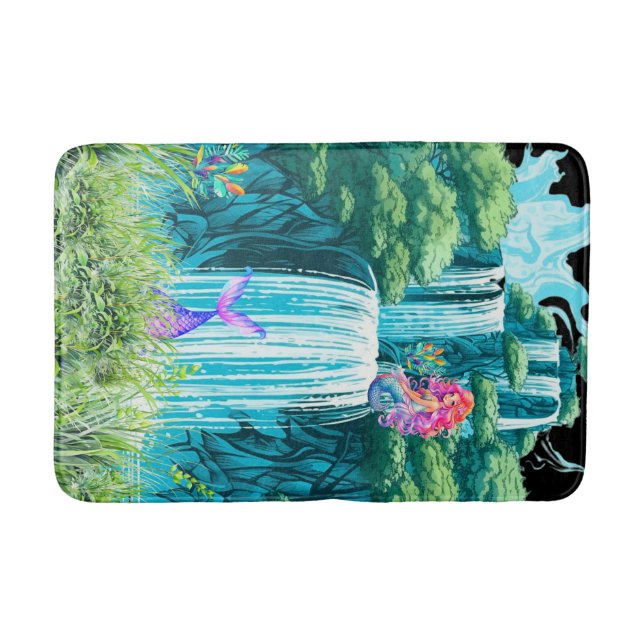 Alfombrilla De Baño cascada con sirenas (Anverso)